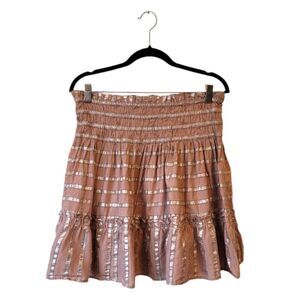 Current Air Dusty Rose Metallic Stripe Smocked Mini Skirt